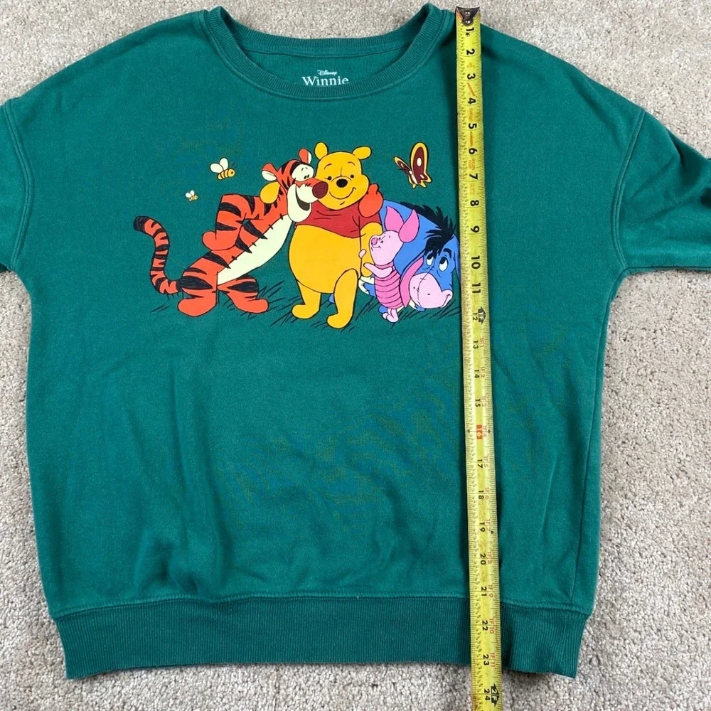 Disney Winnie the Pooh Green Graphic Sweatshirt Tigger Eeyore Piglet Small - Picture 5 of 8